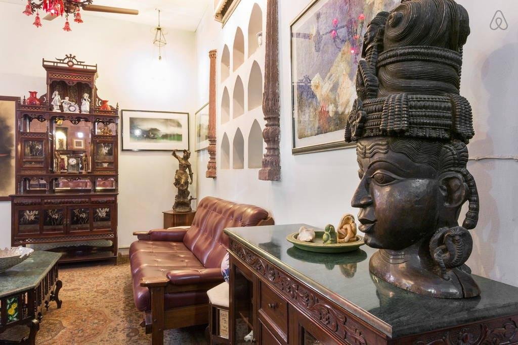 Heritage salon with sculpture and art